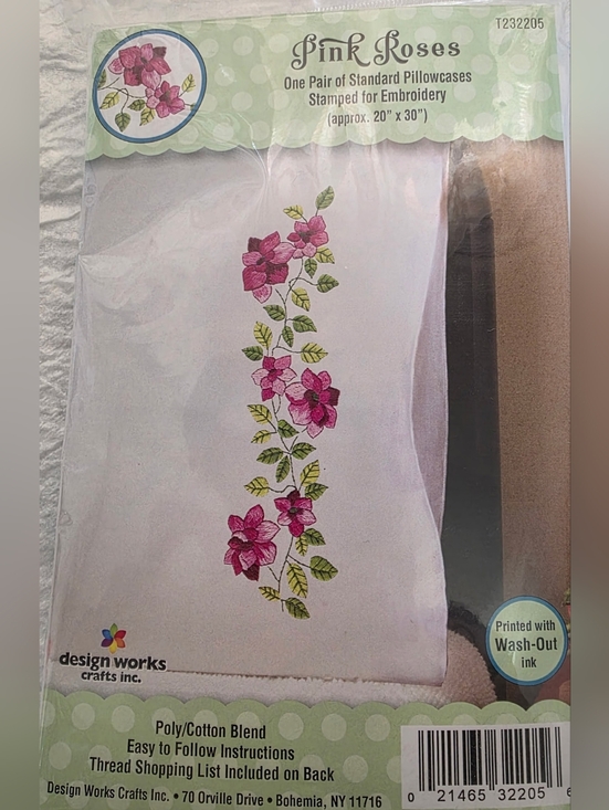 Design Works Crafts Inc. Other - Pink Roses Pillowcases Stamped For Embroidery With Floss